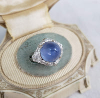 Platinum Art Star Sapphire & Diamond ladies Ring apx 13.24ct