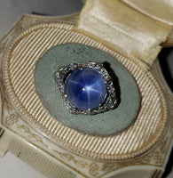 Platinum Art Star Sapphire & Diamond ladies Ring apx 13.24ct