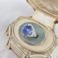 Platinum Art Star Sapphire & Diamond ladies Ring apx 13.24ct