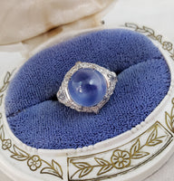 Platinum Art Star Sapphire & Diamond ladies Ring apx 13.24ct