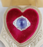 Platinum Art Star Sapphire & Diamond ladies Ring apx 13.24ct