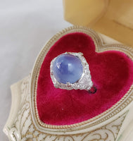 Platinum Art Star Sapphire & Diamond ladies Ring apx 13.24ct