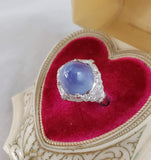Platinum Art Star Sapphire & Diamond ladies Ring apx 13.24ct