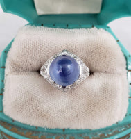 Platinum Art Star Sapphire & Diamond ladies Ring apx 13.24ct
