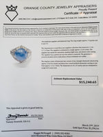 Platinum Art Star Sapphire & Diamond ladies Ring apx 13.24ct