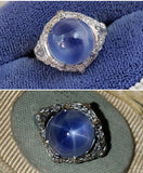 Platinum Art Star Sapphire & Diamond ladies Ring apx 13.24ct