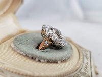 Platinum & 14k Edwardian mine & rose cut diamond halo Ring