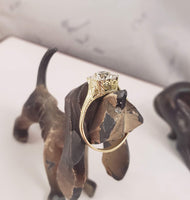 14k Gold Deco Engagement Diamond Filligree Ring