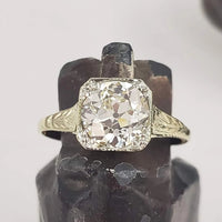14k Gold Deco Engagement Diamond Filligree Ring