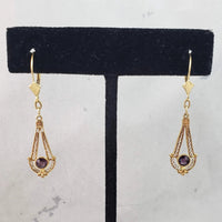 10k Gold Estate Amethyst filigree Earrings