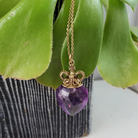 Victorian amethyst heart - crown Necklace