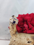 Vintage Mine Cut Diamond & Sapphire 3 stone Ring