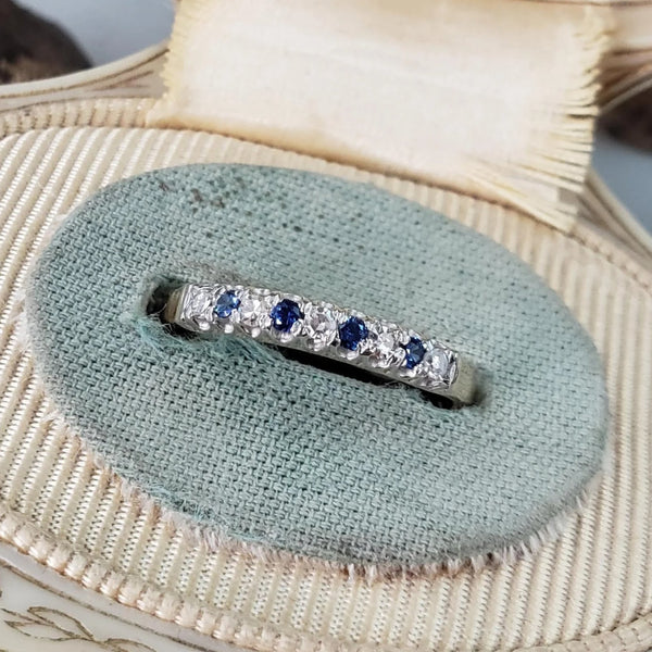 Vintage Diamond & Sapphire Wedding Band