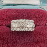 14k white gold 21 diamond 3 row estate band