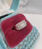 14k white gold 21 diamond 3 row estate band