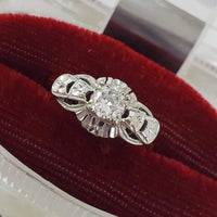 14k gold two tone c.30s Deco floral motif ring