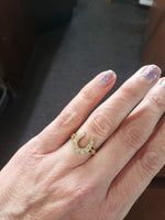 14k yellow gold horseshoe 9 diamond estate ring