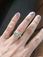 14k gold two tone c.30s Deco floral motif ring