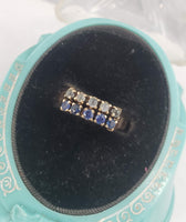 14k rose gold Victorian moonstone & blue sapphire 2 row band