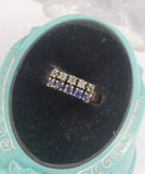14k rose gold Victorian moonstone & blue sapphire 2 row band