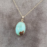 10k yellow gold oval Turquoise necklace pendant