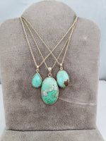 10k yellow gold oval Turquoise necklace pendant