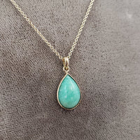 10k yellow gold pear shape Turquoise necklace pendant