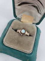 10k gold Victorian opal & rose cut diamond ring