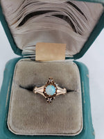 10k gold Victorian opal & rose cut diamond ring