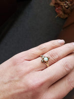 10k gold Victorian opal & rose cut diamond ring