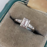 14k white gold c.40s-50s emerald cut diamond engagement ring