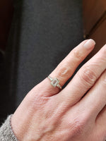 14k white gold c.40s-50s emerald cut diamond engagement ring