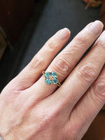 10k -14k rose & yellow gold floral c.30s blue zircon ring