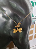 10k YG Victorian enameled leaf - seed pearls & old mine cut diamond necklace pendant