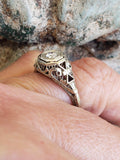 18k white gold Filigree Edwardian diamond Ring