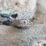 Platinum c.1920s diamond filigree Engagement Ring