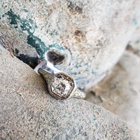 18k white gold c.1920s filigree diamond Engagement solitaire Ring