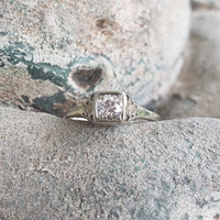 14k white gold c.1920s diamond filigree Engagement Ring
