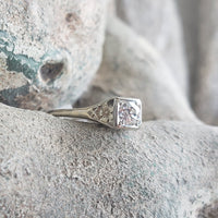 14k white gold c.1920s diamond filigree Engagement Ring