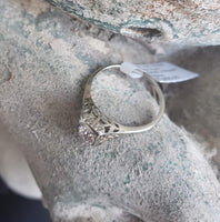 14k white gold c.1920s diamond filigree Engagement Ring