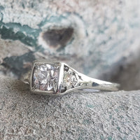 14k white gold c.1920s diamond filigree Engagement Ring