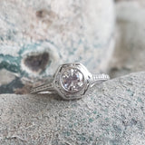 14k white gold c.1920s filigree diamond Engagement solitaire Ring