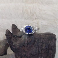 Platinum Edwardian filigree 1.41ct blue sapphire ring