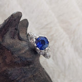 Platinum Edwardian filigree 1.41ct blue sapphire ring