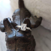 Platinum c.40s-50s Emerald Cut Diamond engagement ring