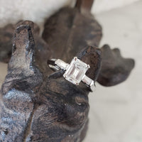 Platinum c.40s-50s Emerald Cut Diamond engagement ring