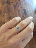 14k white gold vintage blue sapphire Retro ring