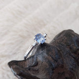 14k white gold vintage blue sapphire Retro ring