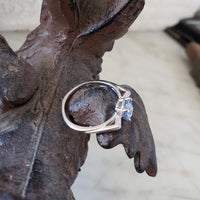 14k white gold vintage blue sapphire Retro ring