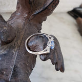 14k white gold vintage blue sapphire Retro ring